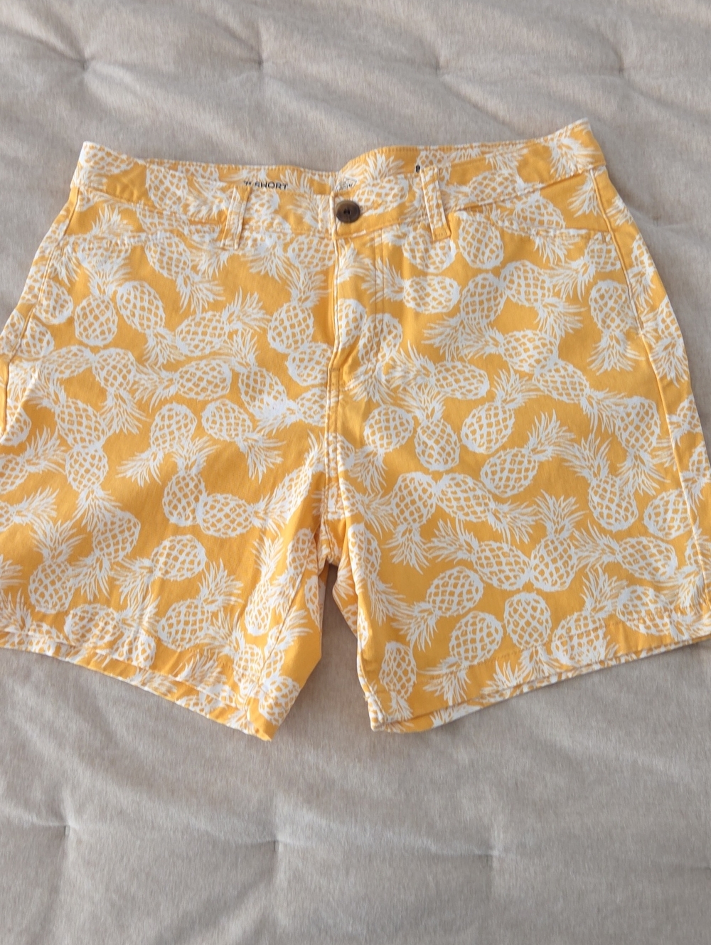 St. John's Bay Yellow and White Pineapple-Print Women's Shorts